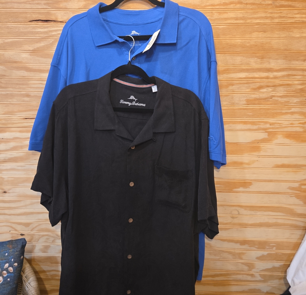 Tommy Bahama Black Camp Shirt with Blue Polo